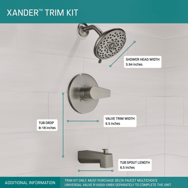 Peerless PTT14419-BN Xander Tub Shower Trim Only (Valve Sold Separately), Brushed Nickel - Image 3